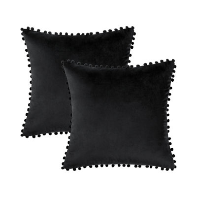 Coussin Silky Velvet Series Pom-poms