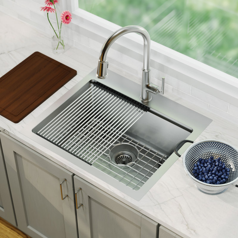 Elite Workstation 25'' L Drop-In Single Bowl Stainless Steel Kitchen Sink