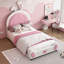 Lit plateforme tapissier avec tête de lit en forme de lapin