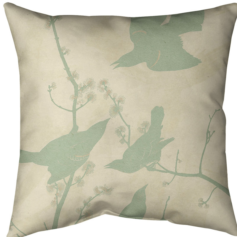 Coussin starling à oreilles, Jaune / vert, Polyester sergé