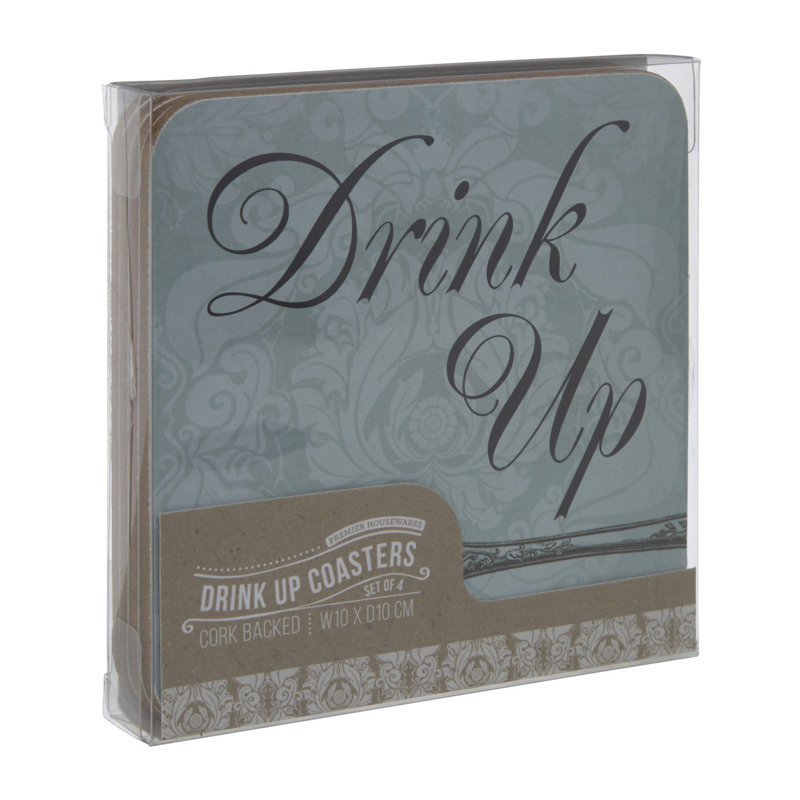 Let''s Eat Cork Coasters - Set Of 4