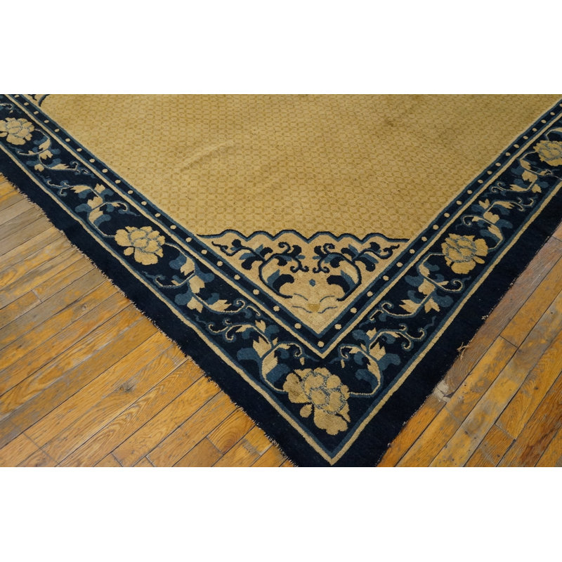 Light Cream Color Antique Mid 19th Century Chinese Ningxia Rug