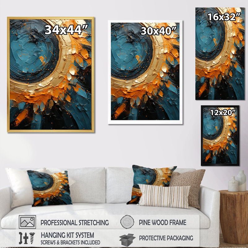 Desert Mirage Vortex III sur toile, H 32 po x l 24 po x P 1 po, Cadre flottant doré