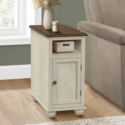 Accent Table, End, Side Table, Bedroom, Nightstand, Narrow, Lamp, Storage, Antique White Veneer, Brown Veneer, Traditional