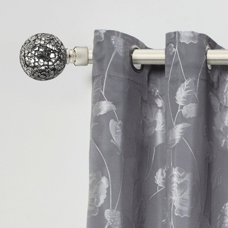 Abrahamson Antique Brass Stainless Steel Adjustable 160cm to 300cm 2cm Single Curtain Pole, 1.2 - 2.1m, Brushed Silver