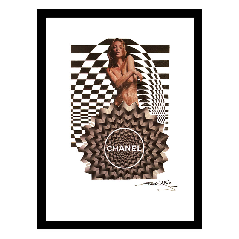 «Kate Moss Designer Fashion», reproduction encadrée rétro