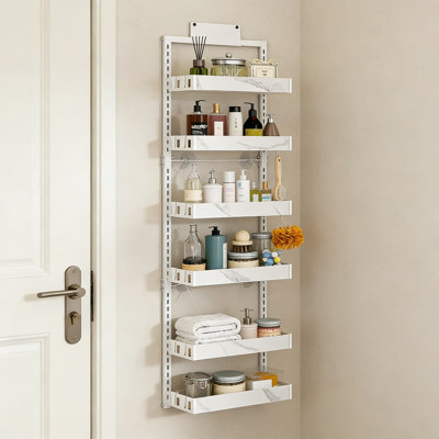 Over The Door Pantry Organizer, 6-Tier Adjustable Hanging Storage Rack With Baskets, Heavy-Duty Metal Kitchen Spice Rack For Door Or Wall Mount, Space