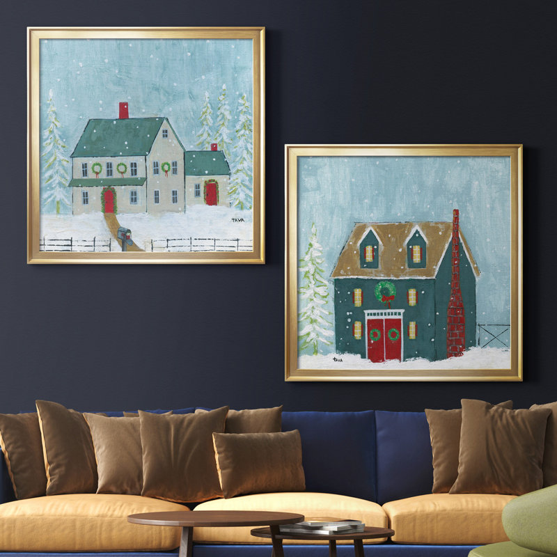 Home for Christmas - ensemble d'impressions 2 pièces, Toile encadrée d'or, Pas de tapis, H 34,5 po x l 69 po x P 1,5 po