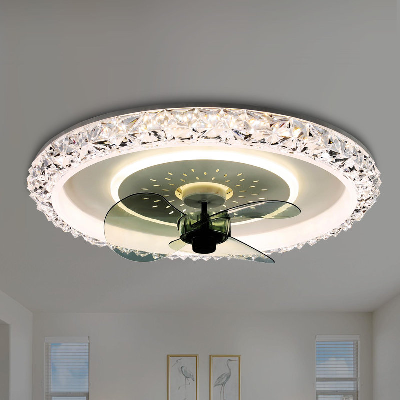 Ventilateur de plafond à DEL encastré à intensité variable de 6 vitesses avec lumières et télécommande Deymian