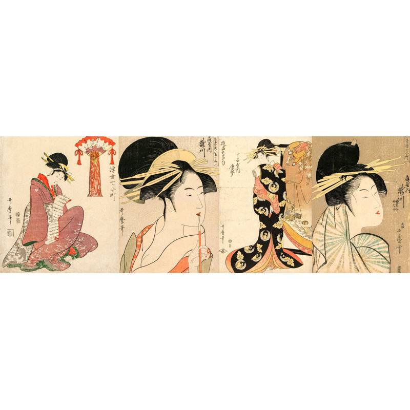 A Selection Of Beautiful Women by Kitagawa Utamaro - Print, 35cm H x 100cm W x 4cm D
