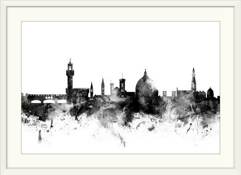 «Florence Italy Skyline» par Francy, impression, Cadre blanc, H 24 po x l 32 po x P 1 po