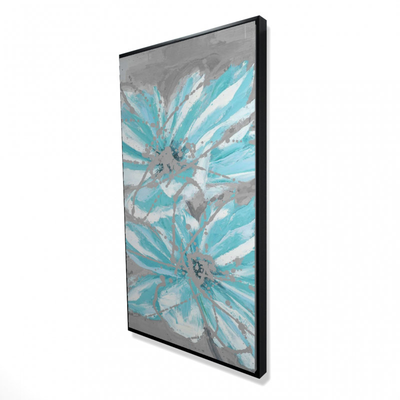 Two Little Abstract Blue Flowers Print On Canvas, H 48 po x l 24 po