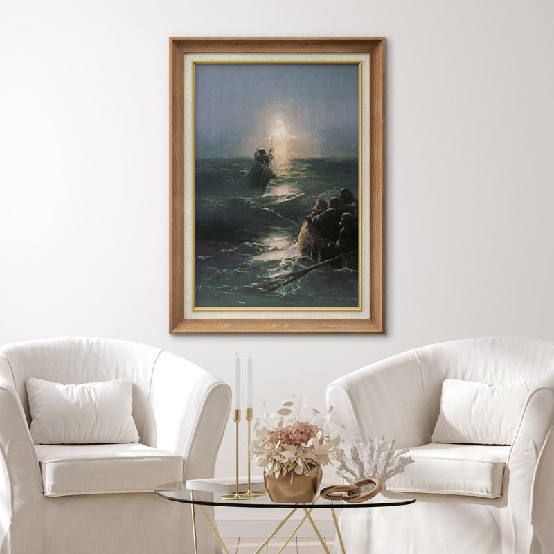 Marcher sur l'eau, œuvre d'art miracle, images bibliques de miracle de la mer, impression sur toile encadrée