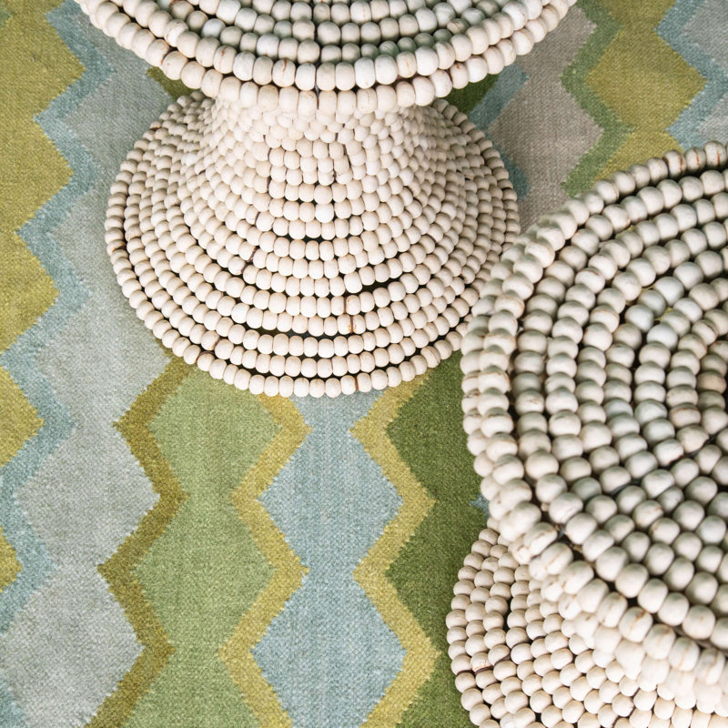 Safety Net Green Handwoven Wool Rug, Rectangle 9' x 12'
