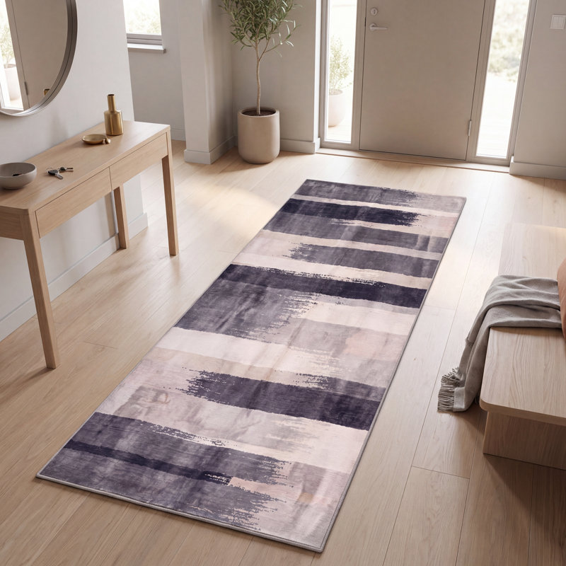 Tapis Shoal moderne à rayures grises et noires brossées, lavable à la machine, antidérapant, à poils courts, pour l'intérieur et l'extérieur, adapté aux animaux domestiques, idéal pour le salon, la chambre, la salle à manger, l'entrée, le corridor ou le bureau.