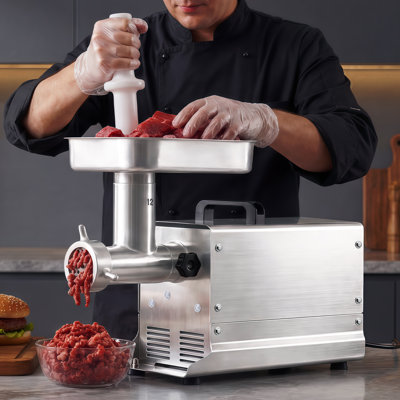 Commercial Meat Grinder, 11 Lbs/Min Capacity, #12 Electric Meat Mincer with 3 Plates, 3 Sausage Stuffing Tubes, 550W/0.7HP Stainless Steel Sausage Maker for Home Kitchen & Restaurant, ETL Listed