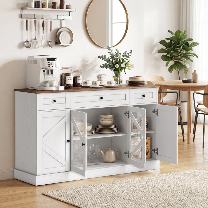 Buffet de 54 po avec portes de grange en acrylique