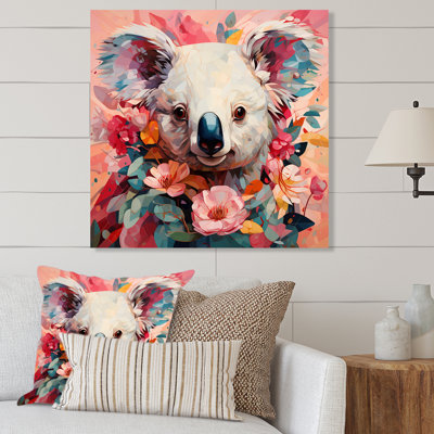 Floral, rose et vert Koala I