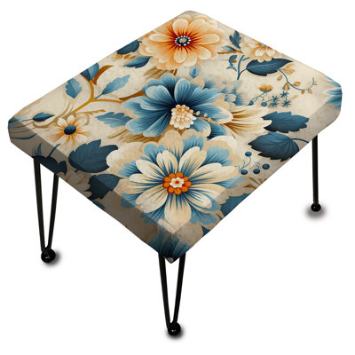 Repose-pieds rectangulaire bleu Flourish Garden