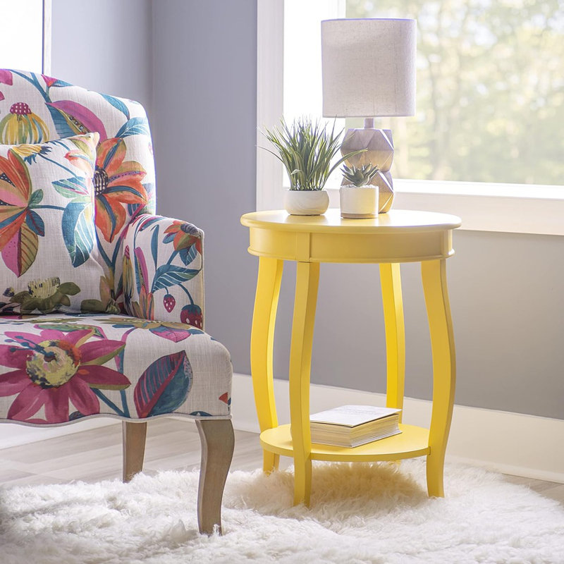 Table de bout avec rangement Everill, Jaune