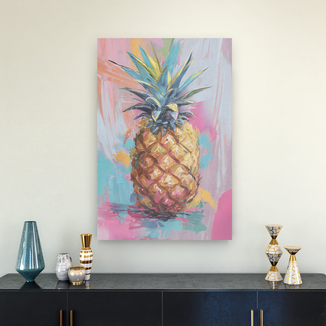 Pineapple Abstract Bold Colorful Fruit Nature Wall Art Print