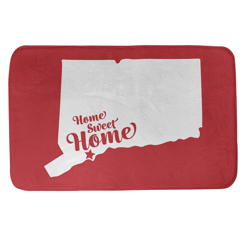 Tapis de bain antidérapant Colors, L 17 po x L 21 po, Noir, Home sweet Connecticut