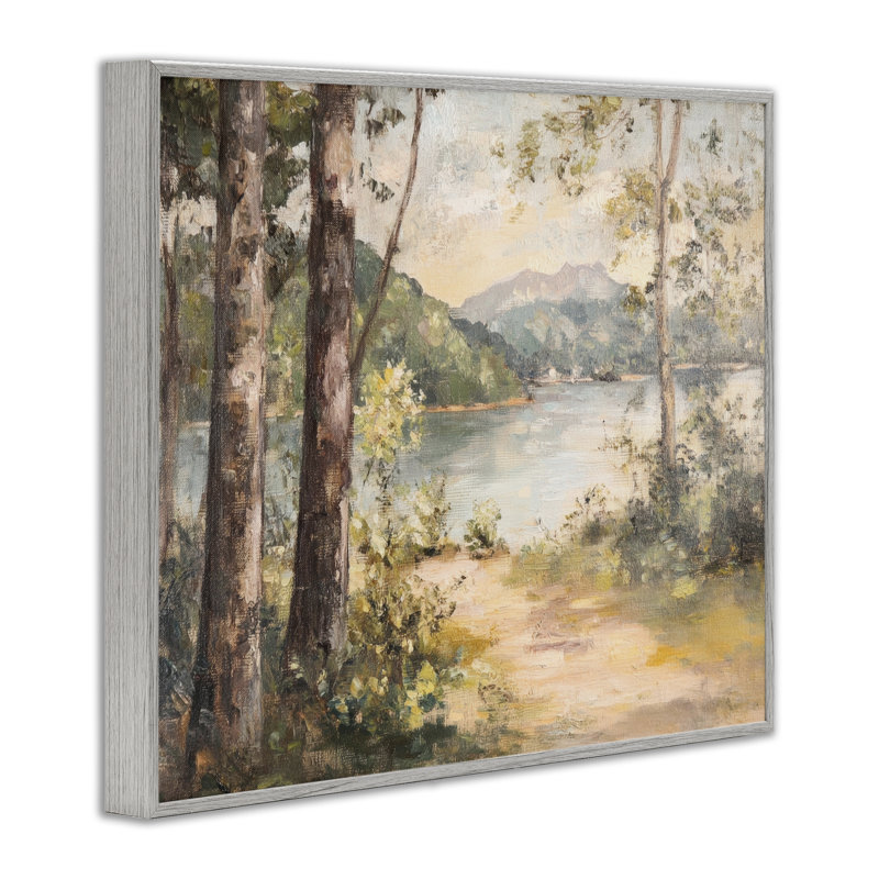 «Peaceful Lakeside Landscape», estampe numérique, design par Petal Prints Design, Estampe numérique Farmhouse