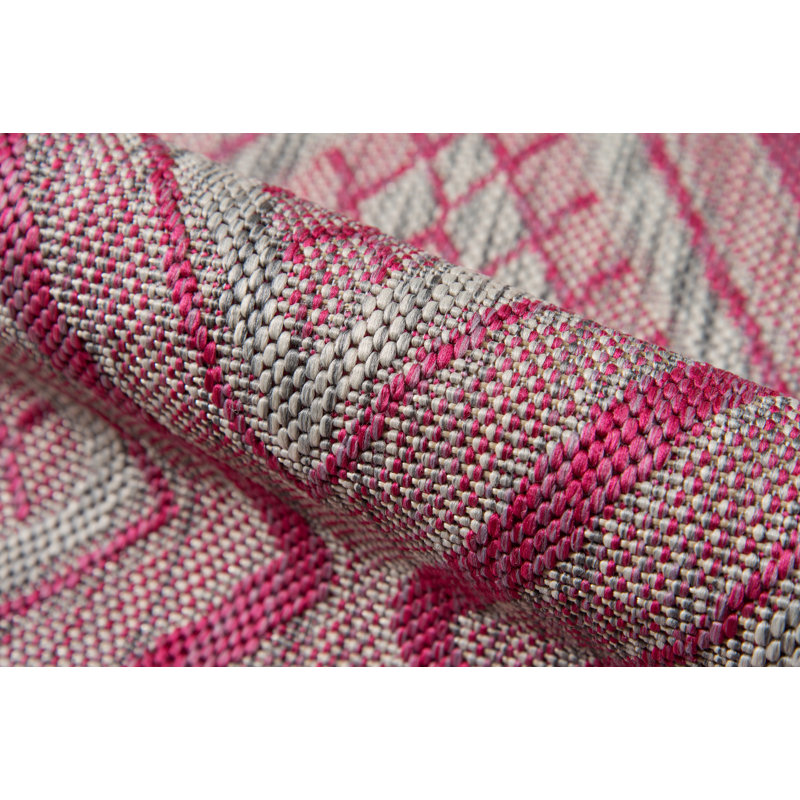 Tapis d'intérieur / extérieur rose Lake Palace Rajastan, Rectangle 9 pi 3 po x 12 pi 6 po