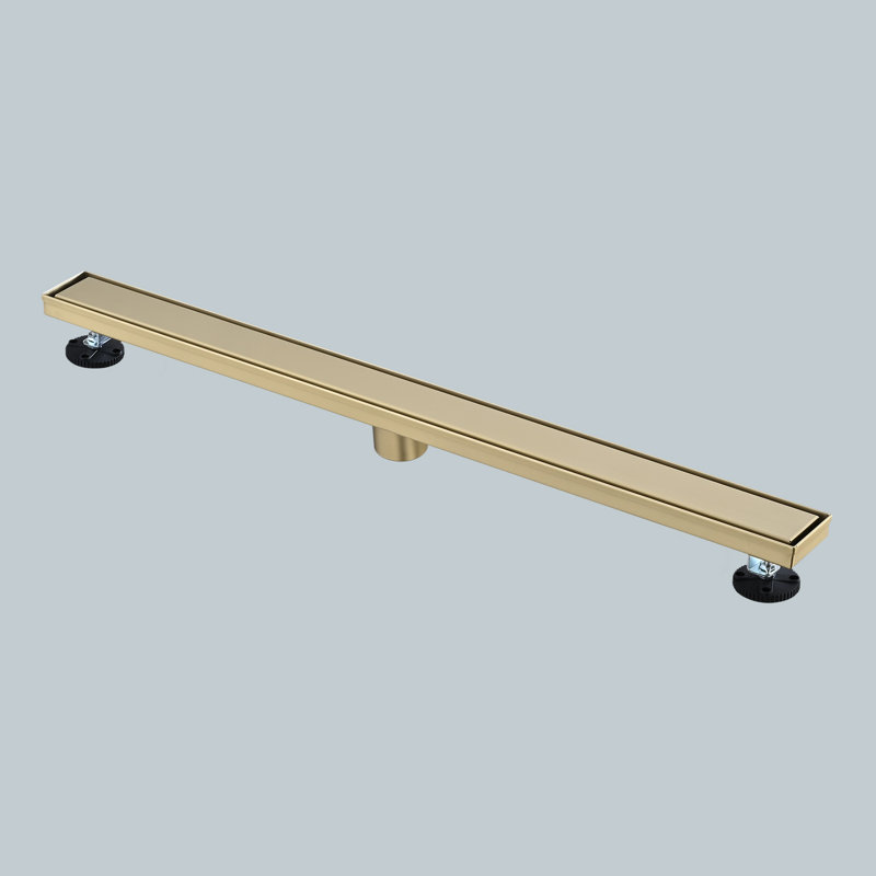 Drain de douche linéaire, drain de plancher rectangulaire en acier inoxydable 304 réglable, avec collecteur de cheveux, pieds réglables