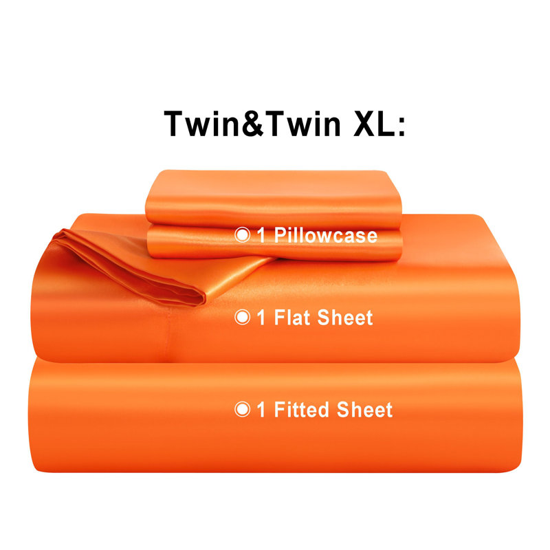 Ensemble de draps Lustrous, Orange, Twin XL Sheet Set with 1 Pillowcase