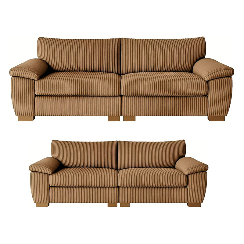 Amalfi 5 Seater Two Piece Jumbo Cord Soft Fabric Living Room Sets Set With Split Living Room Sets Design, Brown