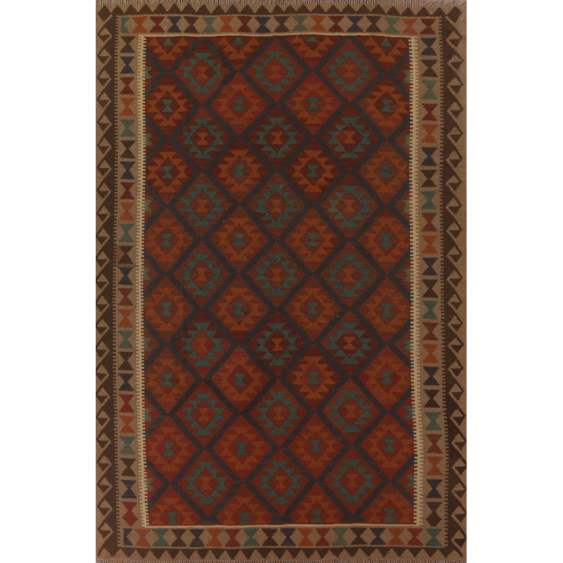 Multicolor Kilim Reversible Wool Area Rug 7x9