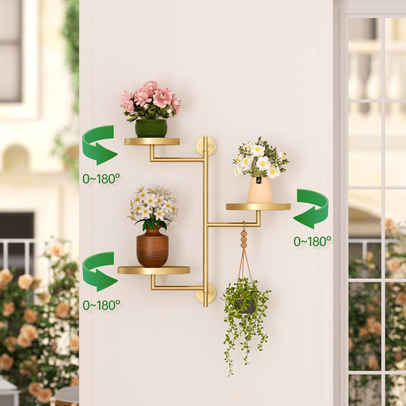 Support pour plante rotatif à 3 niveaux or