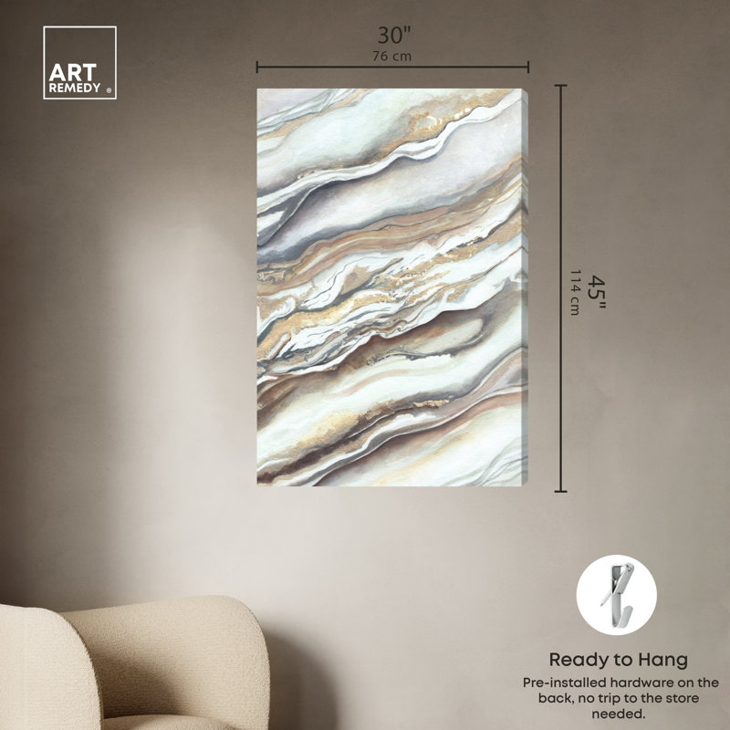 Neutral Beige and Gray Abstract Canvas Wall Art, 30" x 45"