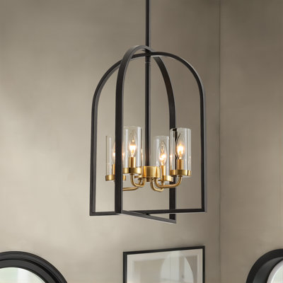 Lustre moderne à 4 lumières avec abat-jour en verre transparent