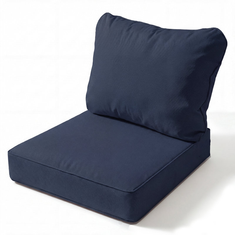 24" x 24" x 5" Outdoor Deep Seat Cushion, Waterproof, High Resilience Foam, Patio Furniture Replacement, 1, Navy Blue