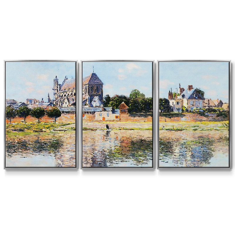 Vue de l'église à Vernon, 3 pièces, H 24 po x l 48 po x P 2 po, Argent