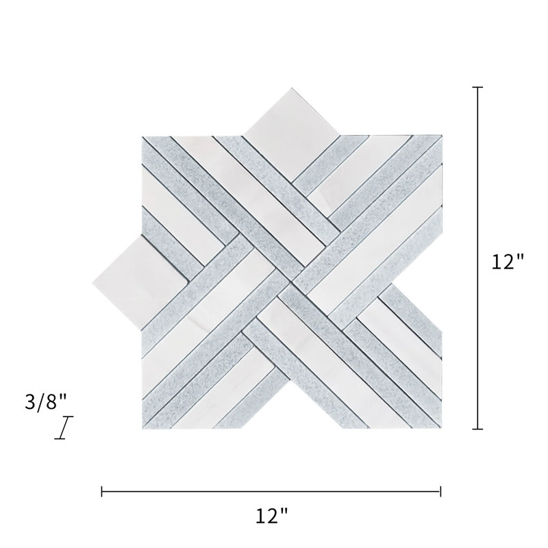 Carreau de mosaïque bleu pour plancher et mur à jets d'eau 12 po x 12 po Blue Celeste & Dolomite (1 pi. Ca.)