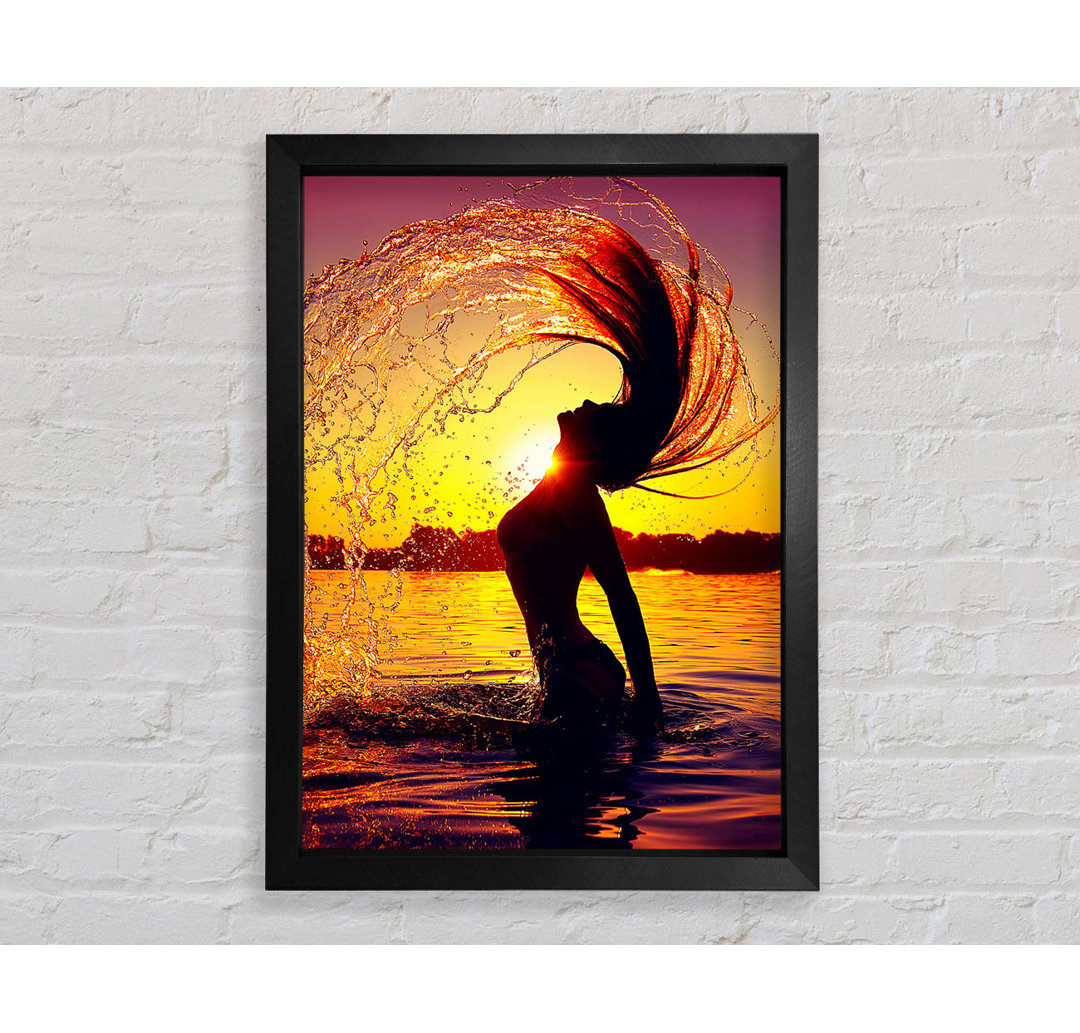 Sonnenuntergang Frau Ocean Splash - Druck