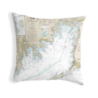Nautical Map Outdoor Reversible Throw Pillow