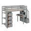 Lit mezzanine simple avec tiroirs de rangement, bureau et escalier-1413039291