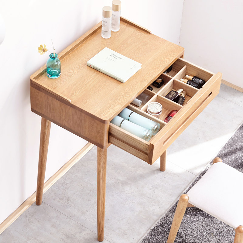 Natural Wood Top Dresser With Storage Drawer, 23.43In Depth, Solid 60Cm Wide Compact Storage, 29.9In Height,