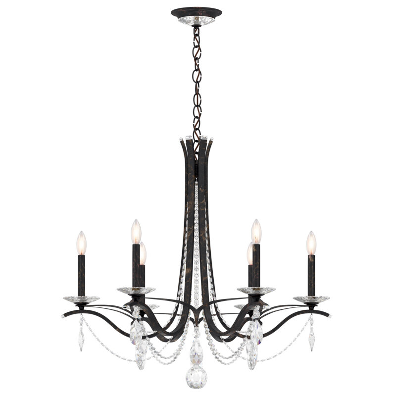Vesca 6 - Light Chandelier, Black, Clear Heritage Crystal