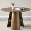 Table de salle à manger ronde de 47,25 pouces, style rétro, texture brossée, convenant à 4 à 6 personnes, plateau de table en panneau de fibres à densité moyenne, structure en métal, bois de noyer, couleur bronze