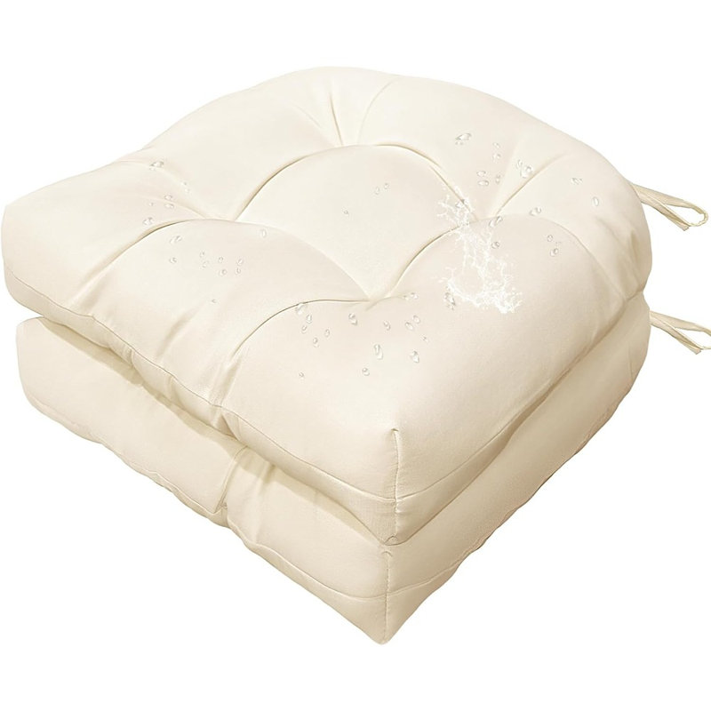 Ensemble de 2 coussins de chaise d'extérieur en osier imperméable avec coussin de chaise berçante à motif floral en U et attaches pour véranda, jardin, hawaïen