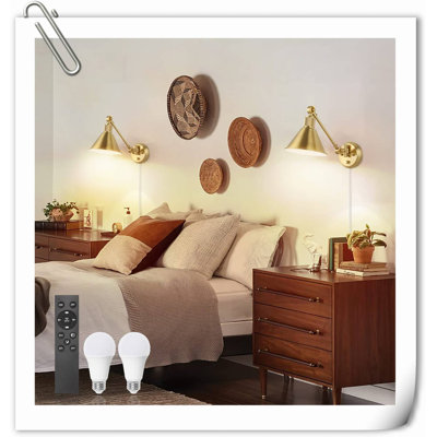 Swayder Brass LED Plug-in Swing Arm Sconce