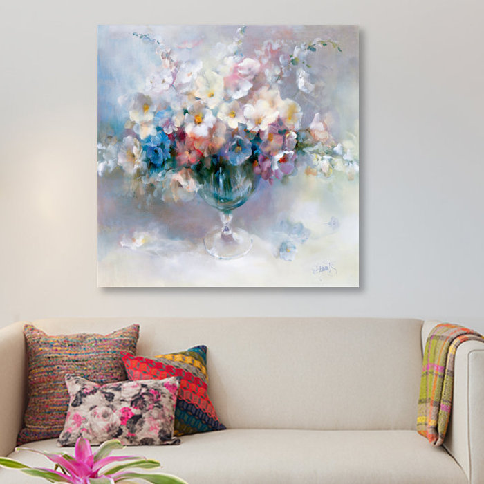 «Crystal Flowers», reproduction sur toile, H 26 po x l 26 po x P 1,5 po, Pas de tapis, Toile tendue