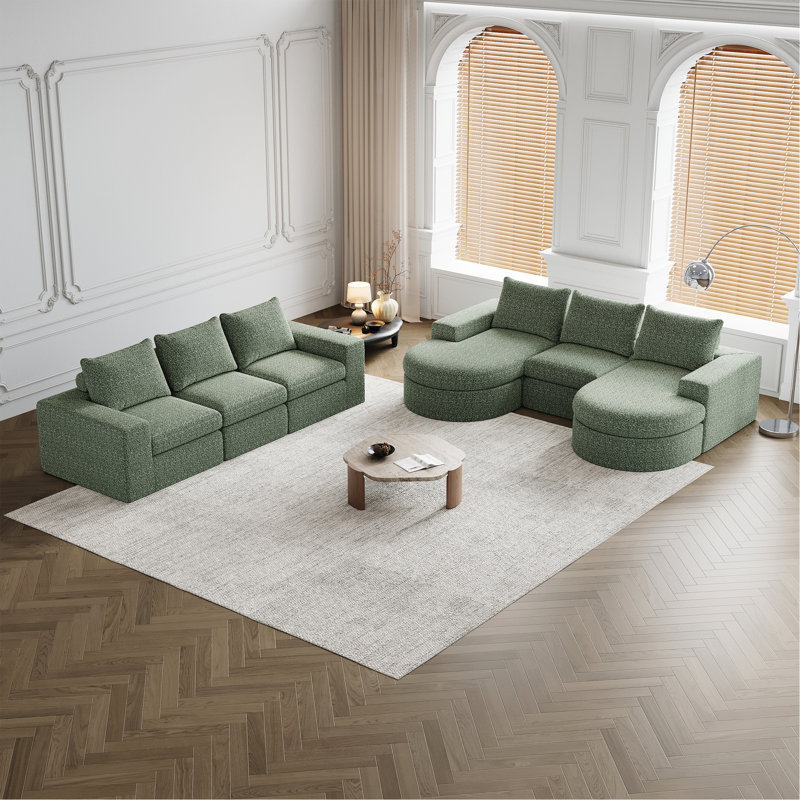 Canapé modulaire Chenille Cloud, Vert