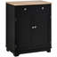 Armoire de rangement latérale - noir avec comptoir en bois massif. 2 tiroirs, tablette réglable pour une surface propre et bien rangée.