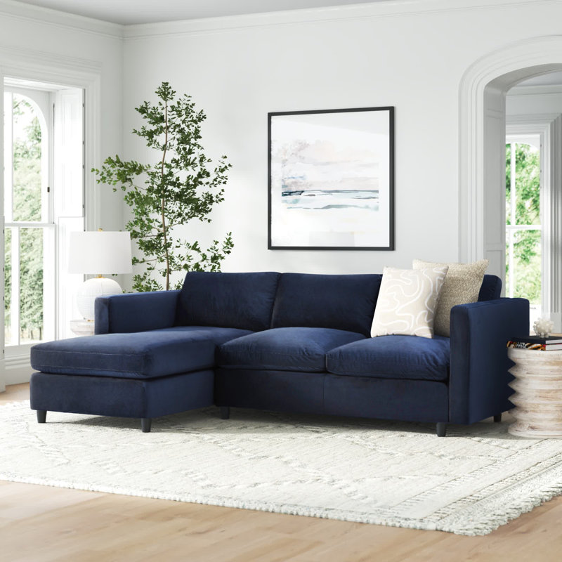 Fleetwood Upholstered L-Sectional, Indigo Haven Performance Velvet